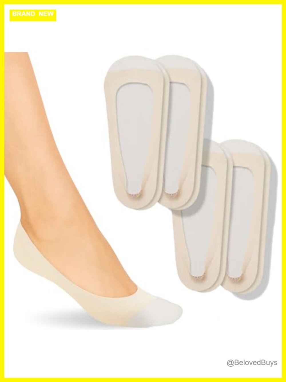 ONDO Low-Cut No Show Socks 4 Pairs Non-Slip Cotton Blend